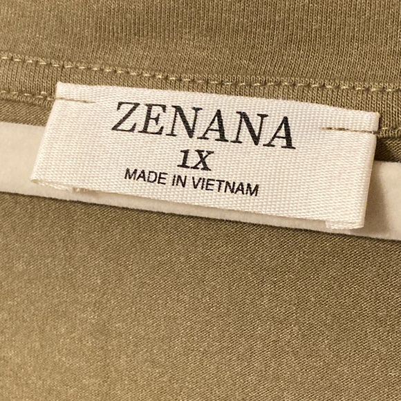 NEW Zenana Lt Olive Vneck Short Sleeve Tshirt Size 1X - Picture 4 of 5